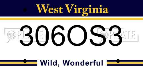 306OS3 West Virginia License Plate