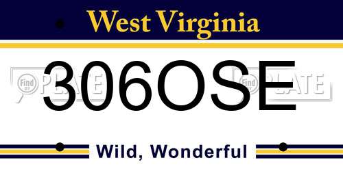 306OSE West Virginia License Plate