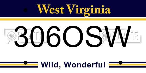 306OSW West Virginia License Plate