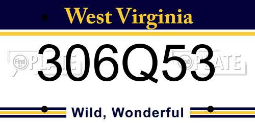 306Q53 West Virginia License Plate