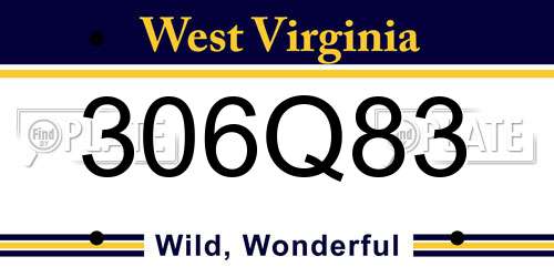 306Q83 West Virginia License Plate