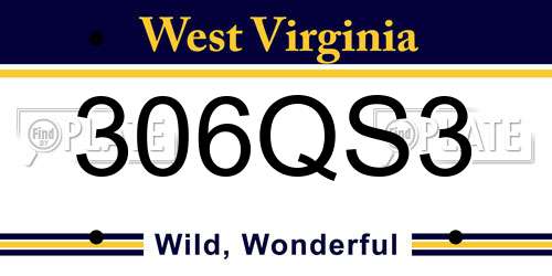 306QS3 West Virginia License Plate