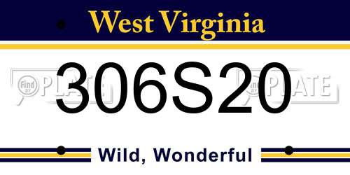 306S20 West Virginia License Plate