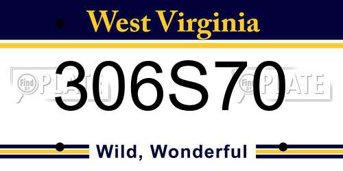 306S70 West Virginia License Plate