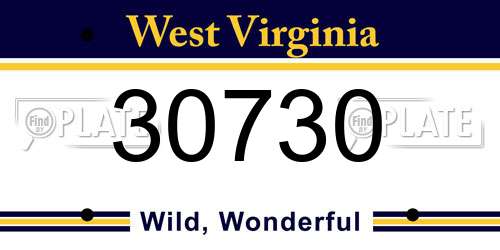 30730 West Virginia License Plate
