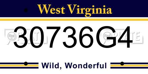 30736G4 West Virginia License Plate