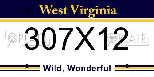 307X12 West Virginia License Plate