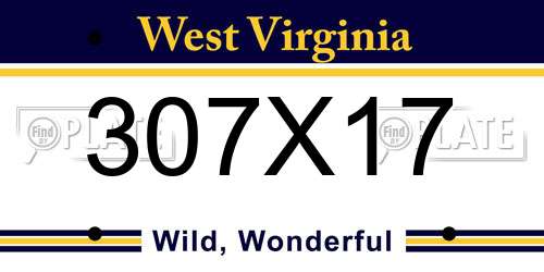 307X17 West Virginia License Plate