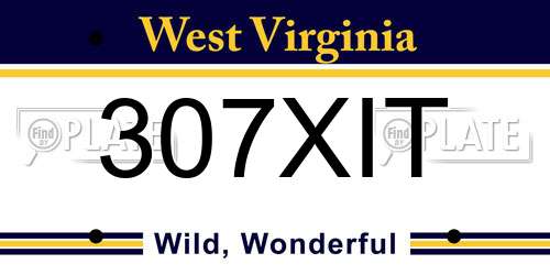 307XIT West Virginia License Plate