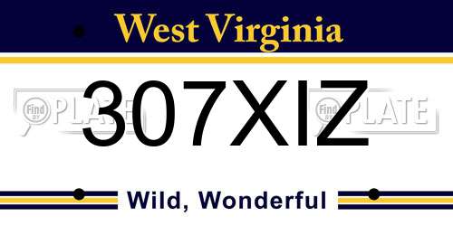 307XIZ West Virginia License Plate
