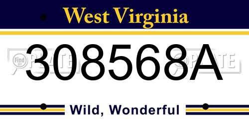 308568A West Virginia License Plate