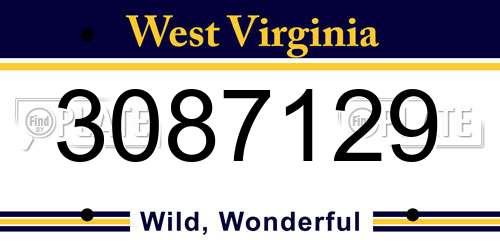 3087129 West Virginia License Plate