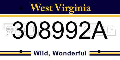 308992A West Virginia License Plate