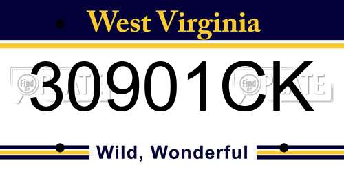 30901CK West Virginia License Plate