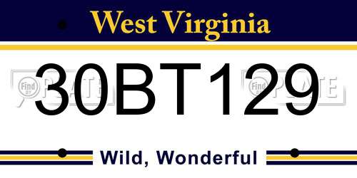 30BT129 West Virginia License Plate