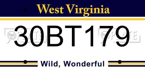 30BT179 West Virginia License Plate