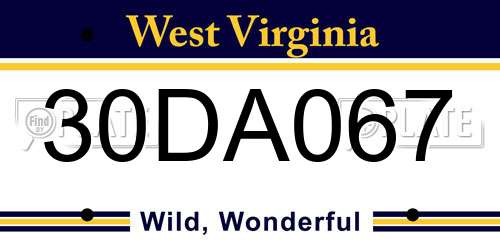 30DA067 West Virginia License Plate