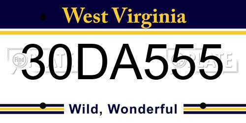 30DA555 West Virginia License Plate