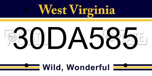 30DA585 West Virginia License Plate