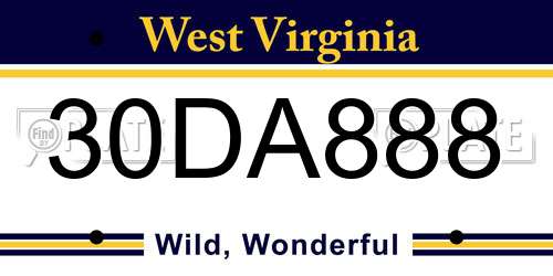 30DA888 West Virginia License Plate