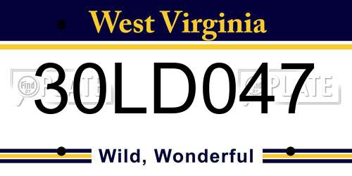 30LD047 West Virginia License Plate