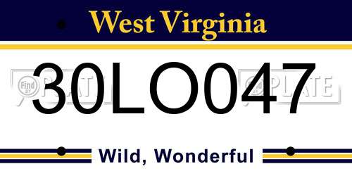 30LO047 West Virginia License Plate