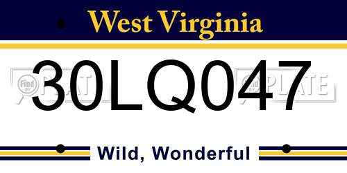 30LQ047 West Virginia License Plate