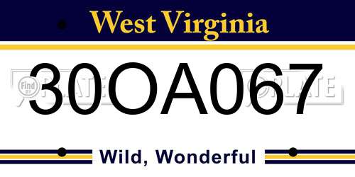 30OA067 West Virginia License Plate
