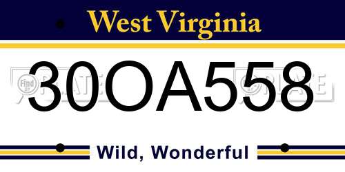 30OA558 West Virginia License Plate