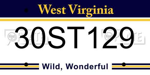 30ST129 West Virginia License Plate