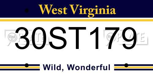 30ST179 West Virginia License Plate
