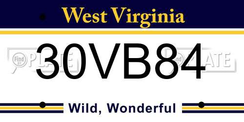 30VB84 West Virginia License Plate