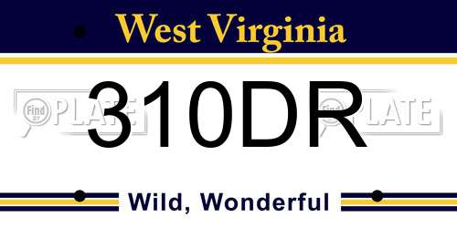 310DR West Virginia License Plate
