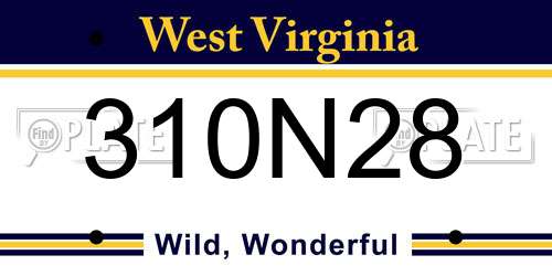 310N28 West Virginia License Plate