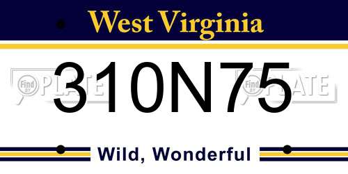 310N75 West Virginia License Plate