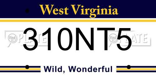 310NT5 West Virginia License Plate