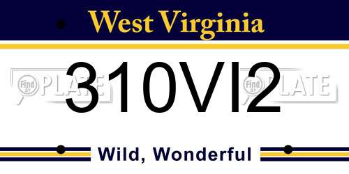 310VI2 West Virginia License Plate