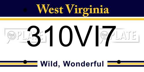 310VI7 West Virginia License Plate