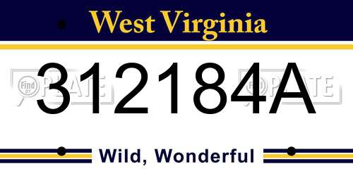 312184A West Virginia License Plate