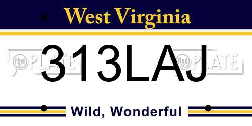 313LAJ West Virginia License Plate