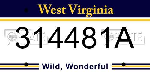 314481A West Virginia License Plate