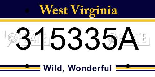 315335A West Virginia License Plate