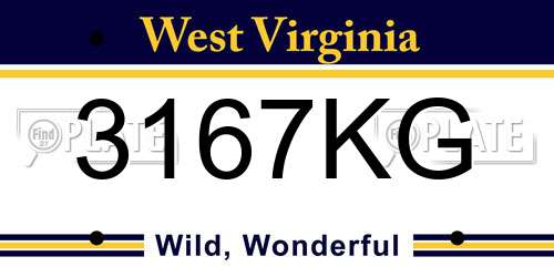3167KG West Virginia License Plate