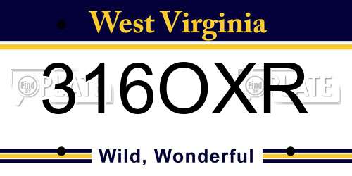 316OXR West Virginia License Plate
