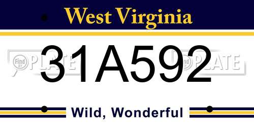 31A592 West Virginia License Plate