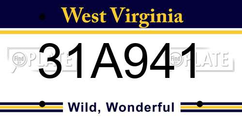 31A941 West Virginia License Plate