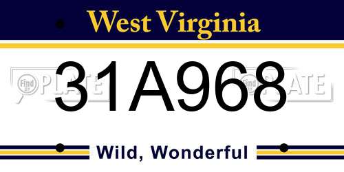 31A968 West Virginia License Plate