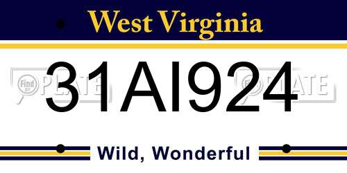 31AI924 West Virginia License Plate