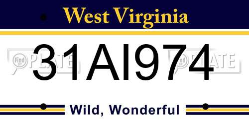 31AI974 West Virginia License Plate