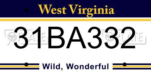31BA332 West Virginia License Plate